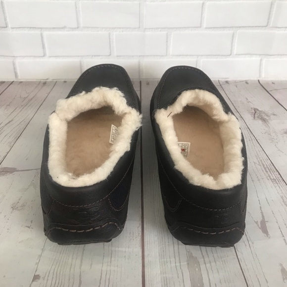 Ugg Men's ascot leather Brown Shearling Lined Loafers - Picture 4 of 7